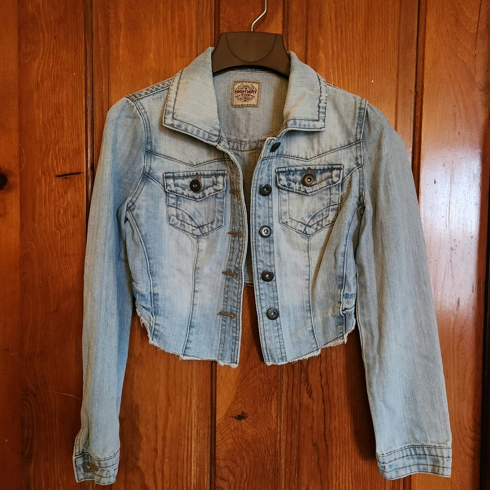 Denim Blue Cropped Jacket